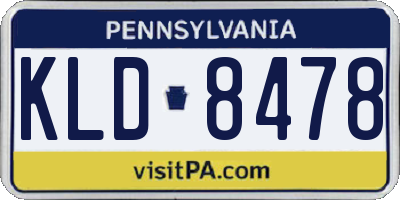 PA license plate KLD8478
