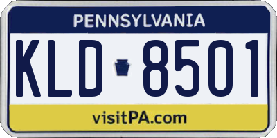 PA license plate KLD8501