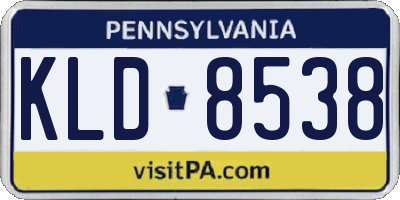 PA license plate KLD8538