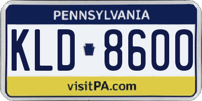 PA license plate KLD8600