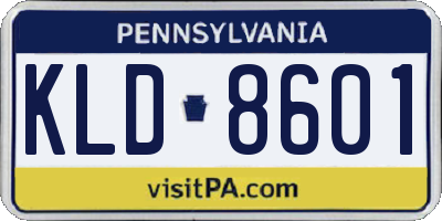 PA license plate KLD8601