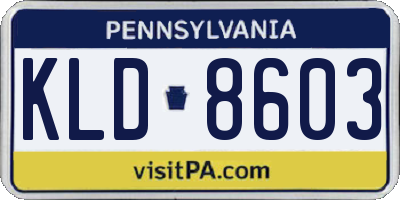 PA license plate KLD8603