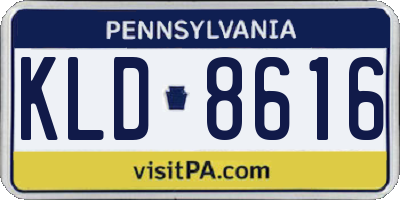 PA license plate KLD8616