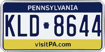 PA license plate KLD8644
