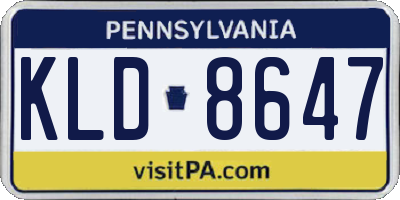 PA license plate KLD8647