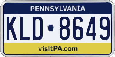 PA license plate KLD8649