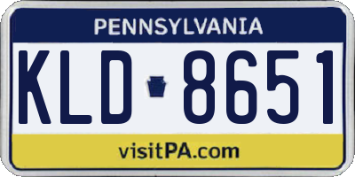 PA license plate KLD8651