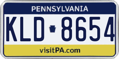 PA license plate KLD8654