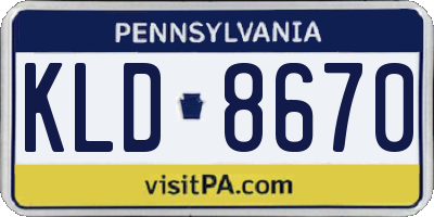 PA license plate KLD8670