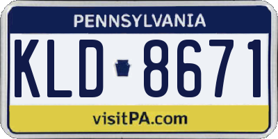 PA license plate KLD8671