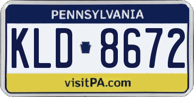 PA license plate KLD8672