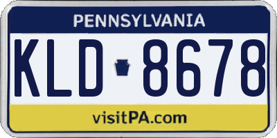 PA license plate KLD8678