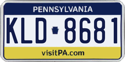PA license plate KLD8681