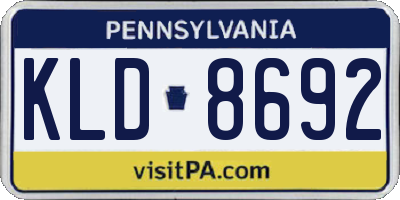 PA license plate KLD8692