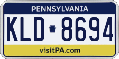 PA license plate KLD8694
