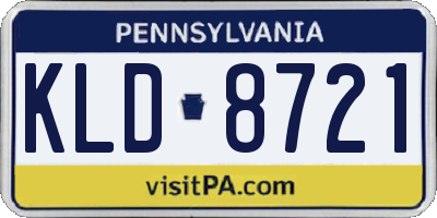 PA license plate KLD8721