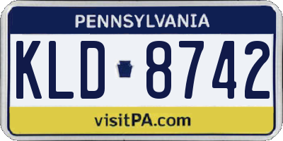 PA license plate KLD8742