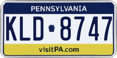 PA license plate KLD8747