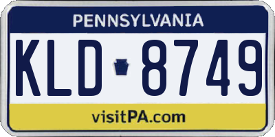 PA license plate KLD8749