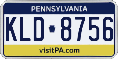 PA license plate KLD8756