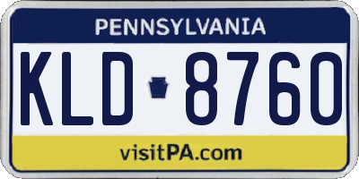 PA license plate KLD8760