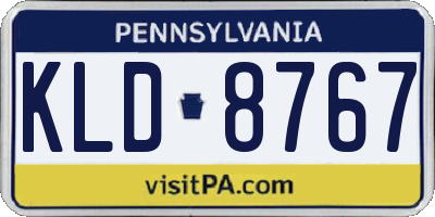 PA license plate KLD8767