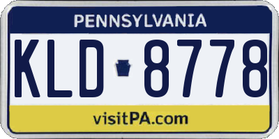 PA license plate KLD8778