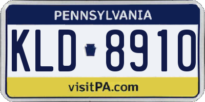 PA license plate KLD8910