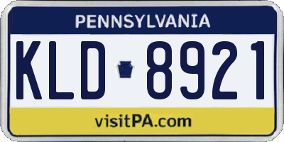 PA license plate KLD8921