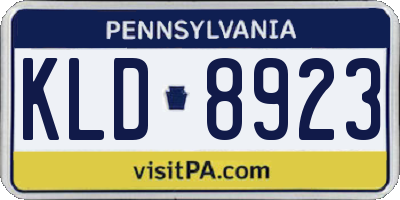 PA license plate KLD8923