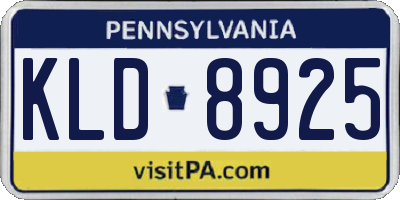PA license plate KLD8925