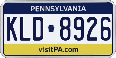 PA license plate KLD8926