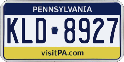 PA license plate KLD8927