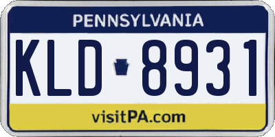PA license plate KLD8931