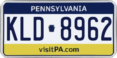 PA license plate KLD8962