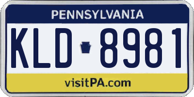 PA license plate KLD8981