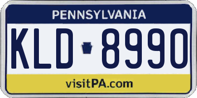 PA license plate KLD8990