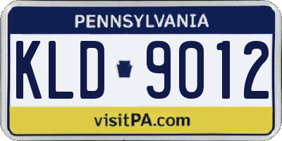 PA license plate KLD9012