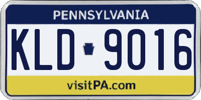 PA license plate KLD9016