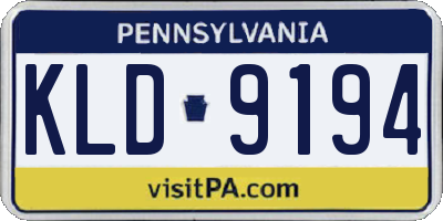 PA license plate KLD9194