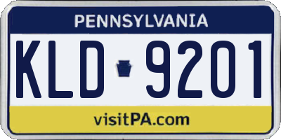 PA license plate KLD9201