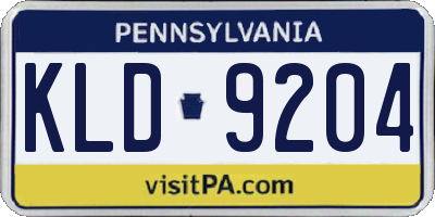 PA license plate KLD9204