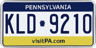 PA license plate KLD9210