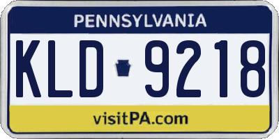 PA license plate KLD9218