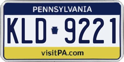 PA license plate KLD9221