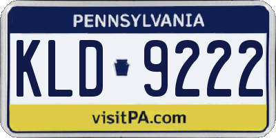 PA license plate KLD9222