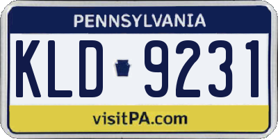 PA license plate KLD9231