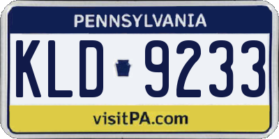 PA license plate KLD9233