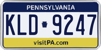PA license plate KLD9247