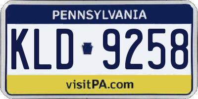 PA license plate KLD9258